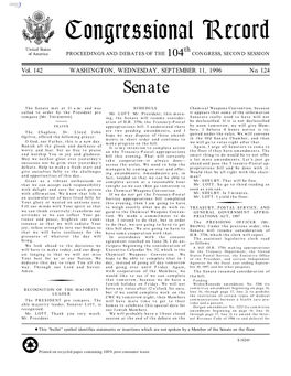 Congressional Record United States Th of America PROCEEDINGS and DEBATES of the 104 CONGRESS, SECOND SESSION