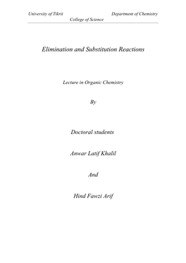 Elimination and Substitution Reactions