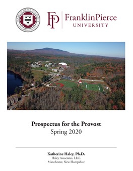 Prospectus for the Provost Spring 2020