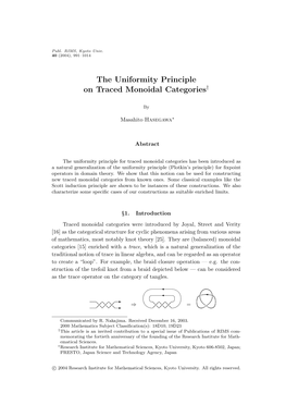 The Uniformity Principle on Traced Monoidal Categories†