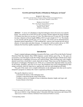 Growth and Stand Density of Honduran Mahogany on Guam1 Introduction