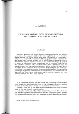 Problems Arising from Surexploitation of Coastal Aquifers in Sicily
