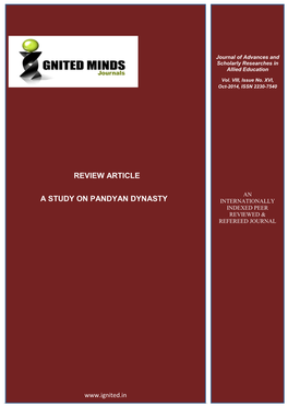 A Study on Pandyan Dynasty Internationally Indexed Peer