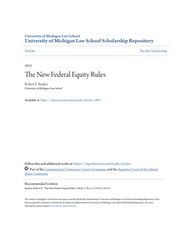 The New Federal Equity Rules