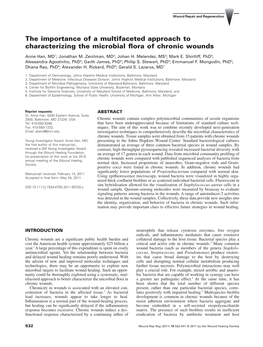 The Importance of a Multifaceted Approach to Characterizing the Microbial ﬂora of Chronic Wounds