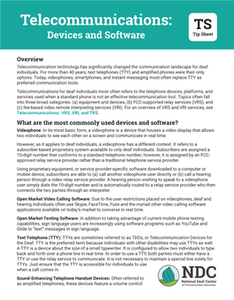 Telecommunications: TS Devices and Software Tip Sheet