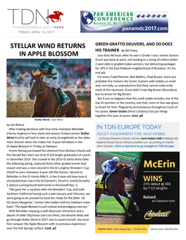 Stellar Wind Returns in Apple Blossom Cont