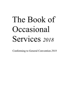 The Book of Occasional Services 2018
