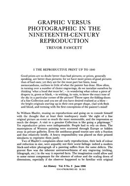 Graphic Versus Photographic in the Nineteenth-Century Reproduction Trevor Fawcett