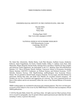 Choosing Racial Identity in the United States, 1880-1940