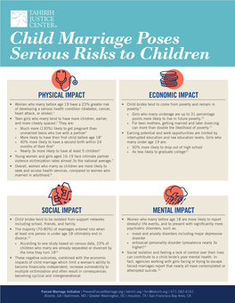 Child Marriage Poses Serious Risks to Children