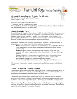 Jivamukti® Yoga Teacher Training Certification About Jivamukti Yoga