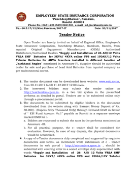 Tender Notice