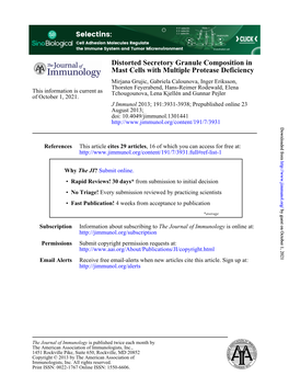Mast Cells with Multiple Protease Deficiency Distorted Secretory