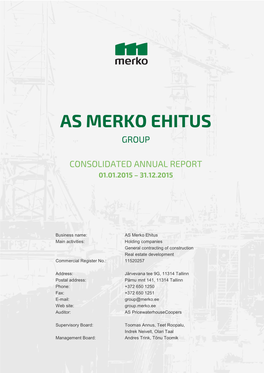 As Merko Ehitus Consolidated Annual Report 2015