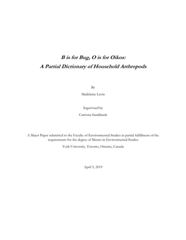 B Is for Bug, O Is for Oikos: a Partial Dictionary of Household Arthropods