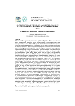 Spatiotemporal Land Use and Land Cover Change in Major River Basins in Comprehensive Development Area