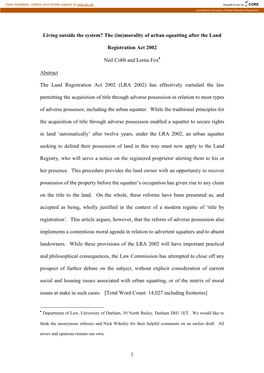 The (Im)Morality of Urban Squatting After the Land Registration