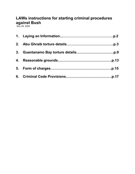 Laws Instructions for Starting Criminal Procedures Against Bush Nov 29, 2004