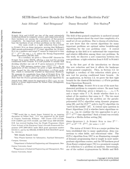 SETH-Based Lower Bounds for Subset Sum and Bicriteria Path∗