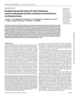 Exceptional Preservation of Mid-Cretaceous Marine Arthropods and the Evolution of Novel Forms Via Heterochrony J