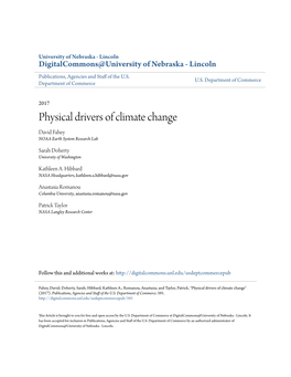 Physical Drivers of Climate Change David Fahey NOAA Earth System Research Lab