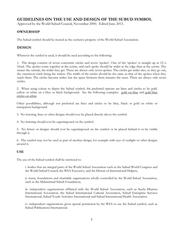 GUIDELINES on the USE and DESIGN of the SUBUD SYMBOL Approved by the World Subud Council, November 2000