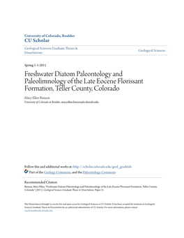 Freshwater Diatom Paleontology and Paleolimnology of the Late Eocene Florissant Formation, Teller County, Colorado