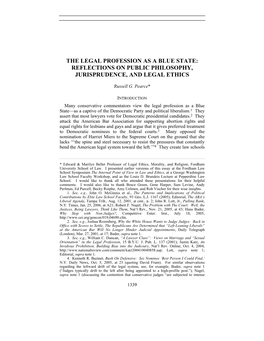 The Legal Profession As a Blue State: Reflections on Public Philosophy, Jurisprudence, and Legal Ethics