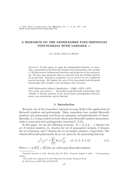 A RESEARCH on the GENERALIZED POLY-BERNOULLI POLYNOMIALS with VARIABLE A†