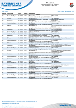 TSV Aubstadt Alle Vereinsspiele in Der Übersicht Zeit: 25.09.2021 - 04.12.2021