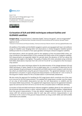 Co-Location of SLR and GNSS Techniques Onboard Galileo and GLONASS Satellites