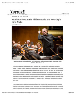 At the Philharmonic, the New Guy's First Night -- Vulture