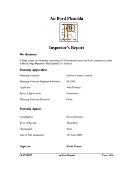 An Bord Pleanála Inspector's Report