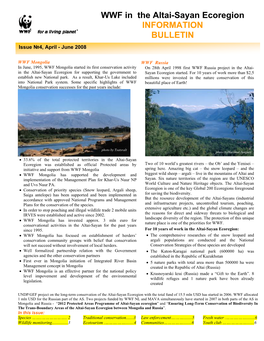 WWF in the Altai-Sayan Ecoregion INFORMATION BULLETIN