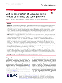 Vertical Stratification of Culicoides Biting Midges at a Florida Big Game Preserve Bethany L