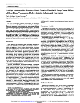 Multiple Neuropeptides Stimulate Clonal Growth