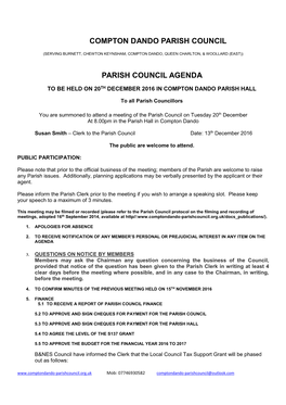 Compton Dando Parish Council Parish Council Agenda