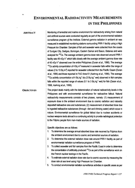 Environmental Radioactivity Measurements in the Philippines