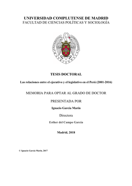 Las Relaciones Entre El Ejecutivo Y El Legislativo En El Perú (2001-2016)