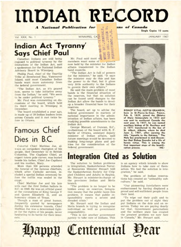 J!?Applj Ctecntennial !>Ear Page 2 INDIAN RECORD JANUARY 1967 INDIAN RECORD BOOK REVIEW REV