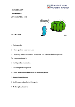 Culture Media 2.- Microorganisms Are Everywhere 3.- Laboratory