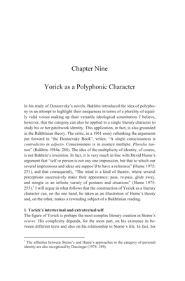 Chapter Nine Yorick As a Polyphonic Character