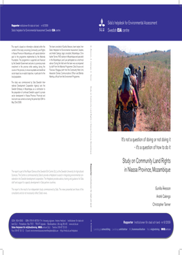 Study on Community Land Rights in Niassa Province, Mozambique