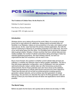 The Evolution of Cellular Data: on the Road to 3G Published by Intel