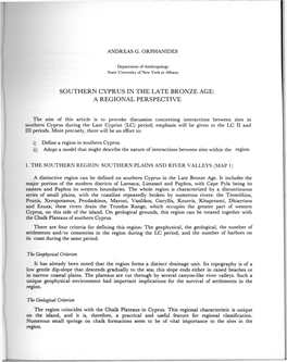 Southern Cyprus in the Late Bronze Age: a Regional Perspective