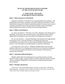 Rules of the Board of Bar Examiners of the State of Delaware