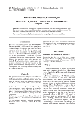 New Data for Rinodina Flavosoralifera