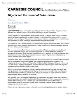 Nigeria and the Horror of Boko Haram