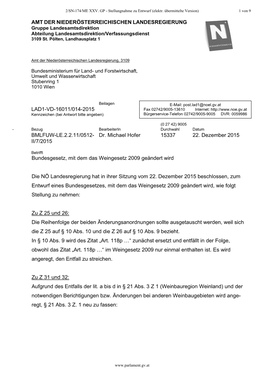 AMT DER NIEDERÖSTERREICHISCHEN LANDESREGIERUNG Gruppe Landesamtsdirektion Abteilung Landesamtsdirektion/Verfassungsdienst 3109 St